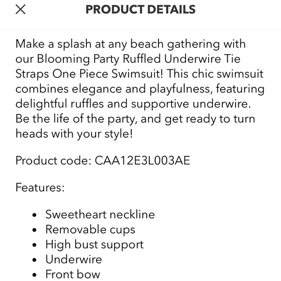 Underwire tie strap one piece - Picture 10 of 10